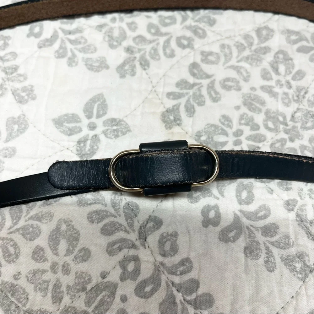 OS Vintage Leather Belt Bracelet Cuff Dark Gray